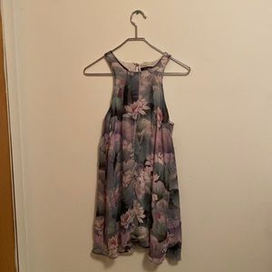 Women’s summer floral print sleeveless halter neck dress!
